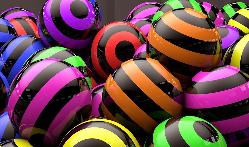 Colorful Striped Spheres — Black, Vibrant