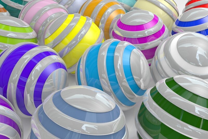 Colorful Striped Spheres — White