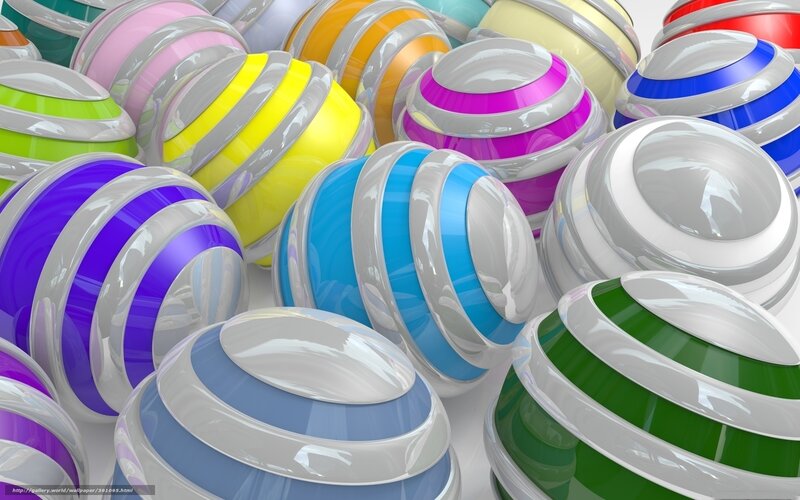 Colorful Striped Spheres — White, Vibrant, 3d Render
