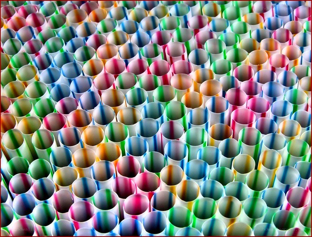 Colorful striped straws