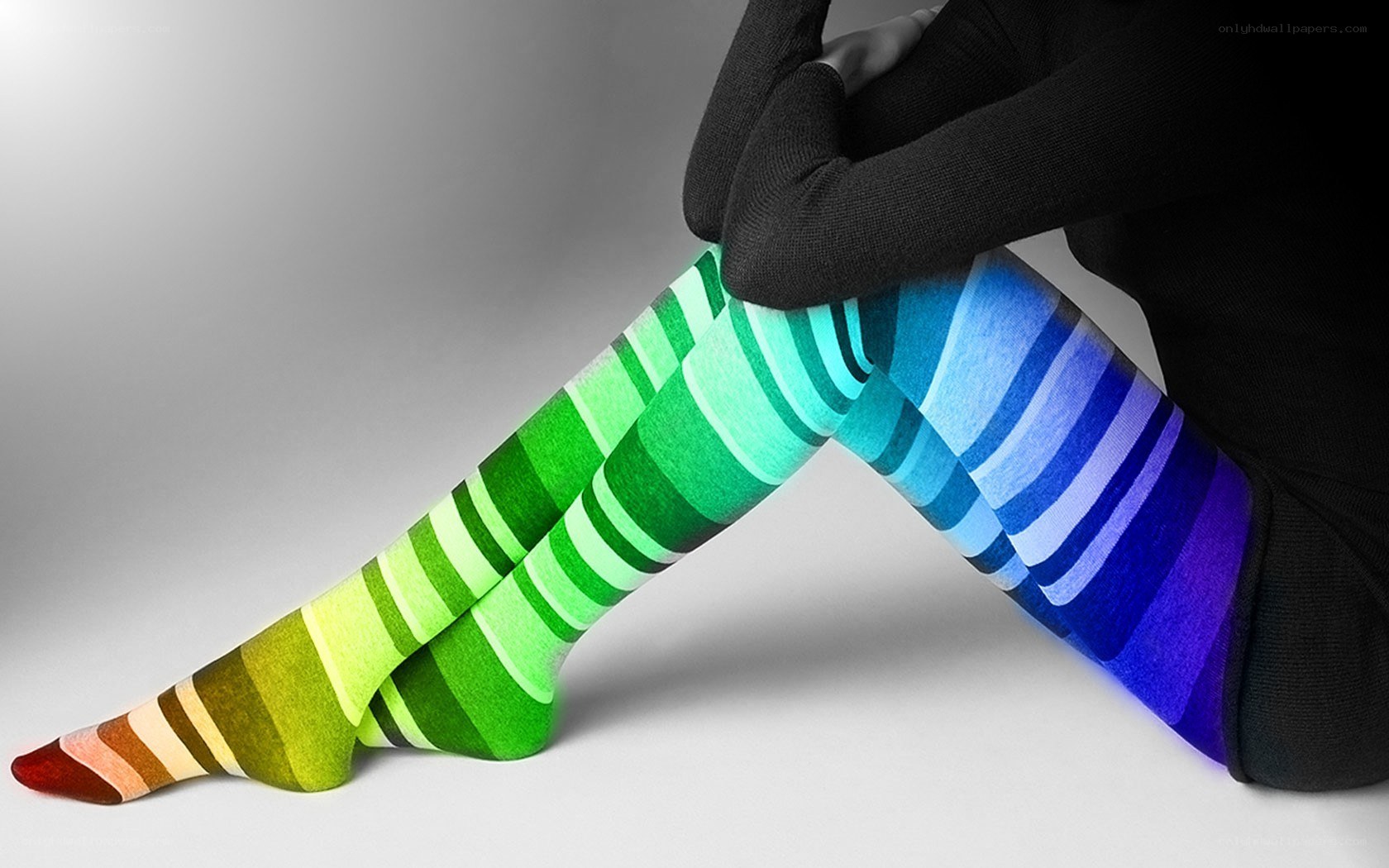 Colorful striped tights