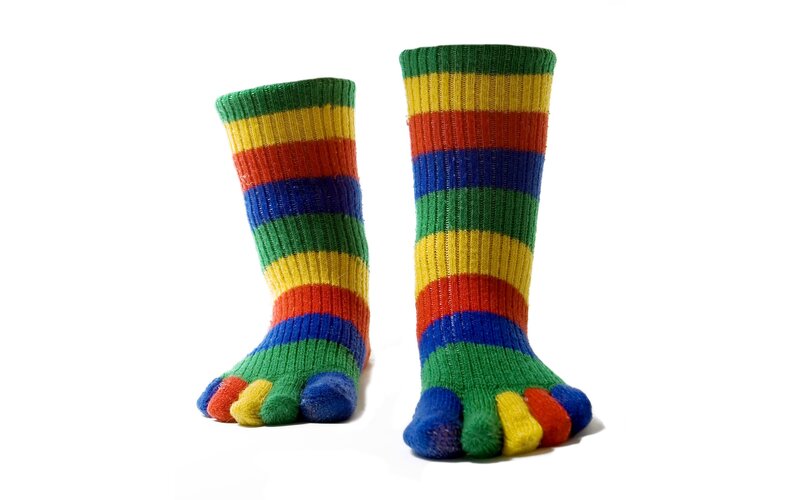 colorful striped toe socks