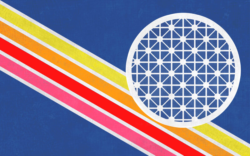 colorful stripes and geometric circle