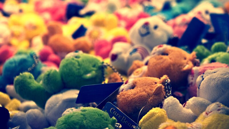 colorful stuffed animals pile
