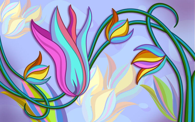 Colorful Stylized Flowers — Purple