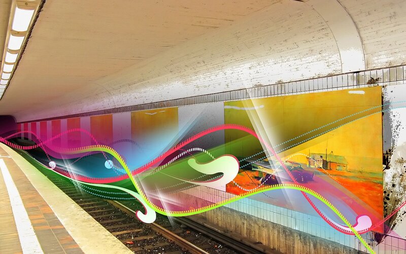 Colorful subway station art