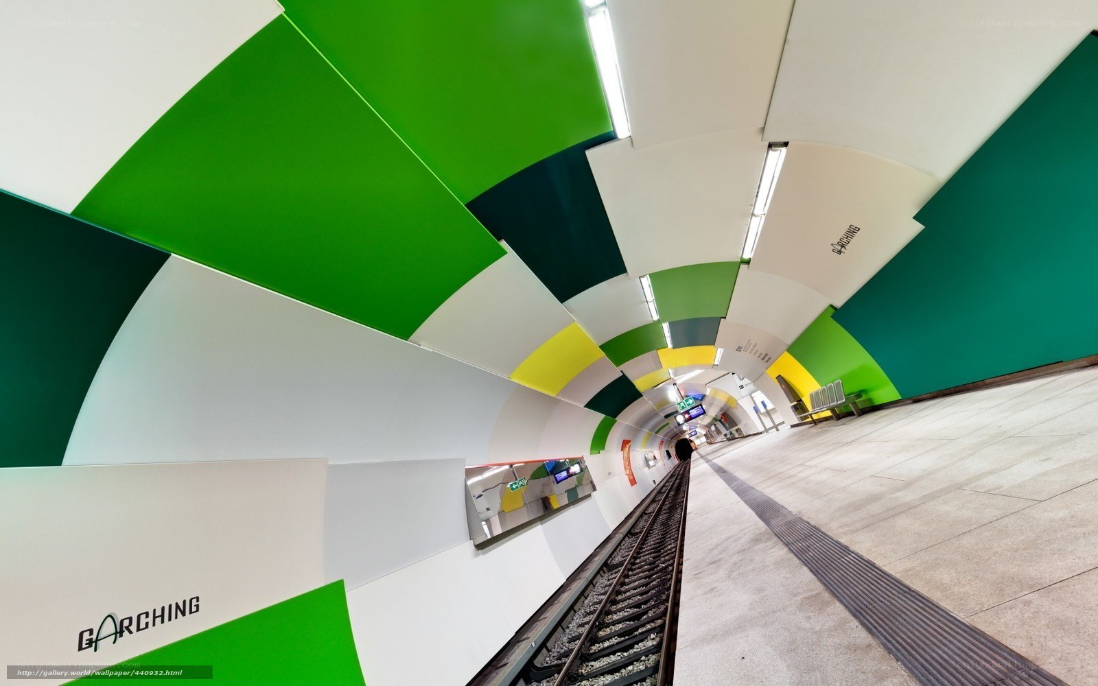 Colorful subway station tunnel