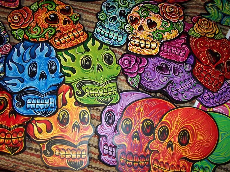 Colorful sugar skull art collection