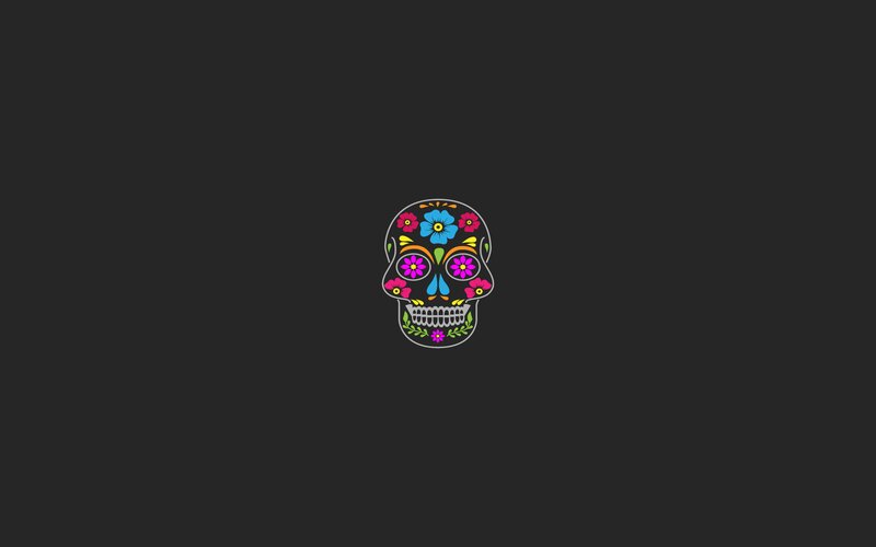 Colorful Sugar Skull — Black, Festive
