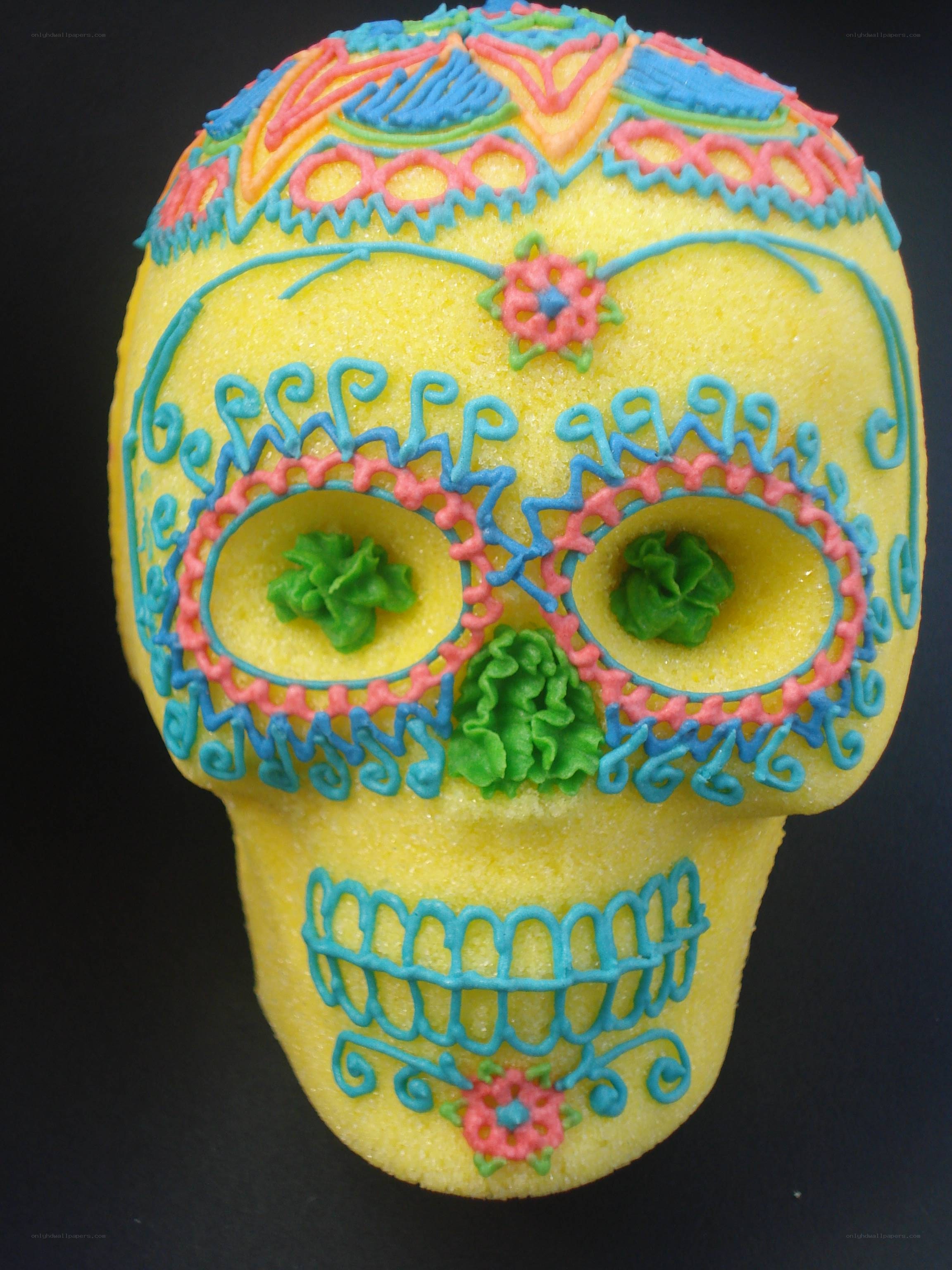 colorful sugar skull cake
