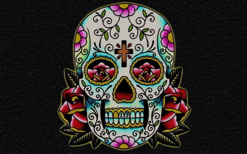 colorful sugar skull design