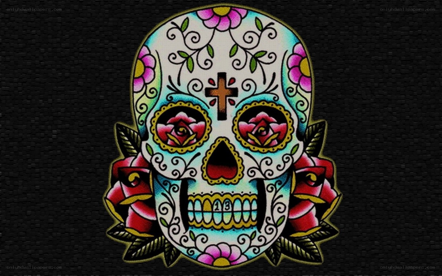 colorful sugar skull design