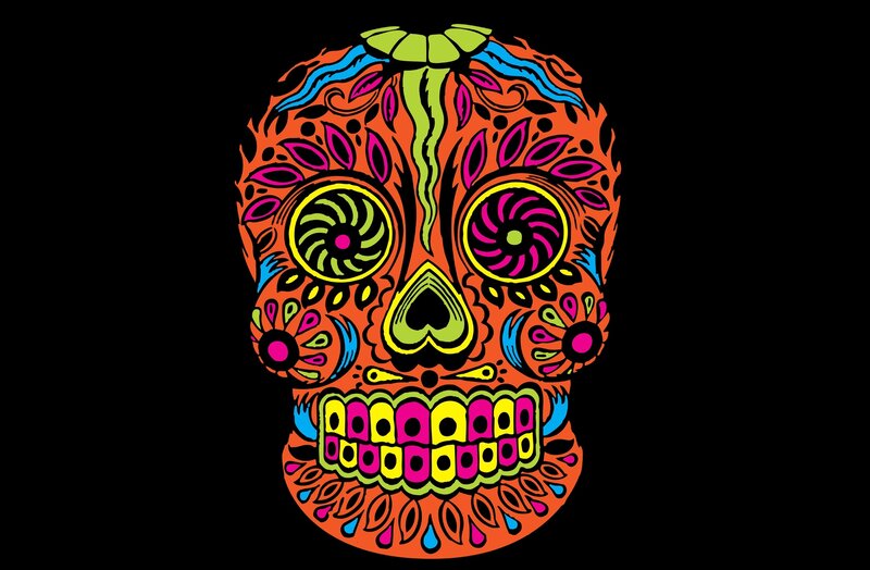 colorful sugar skull design