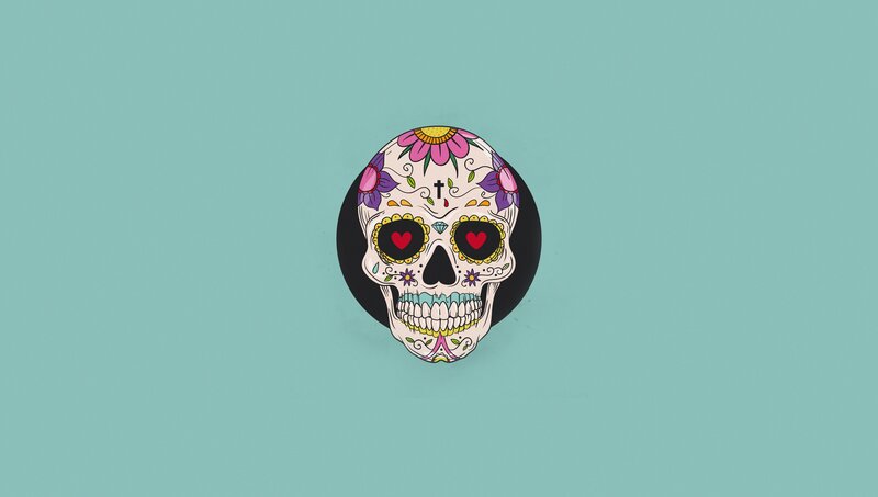 Colorful Sugar Skull — Teal