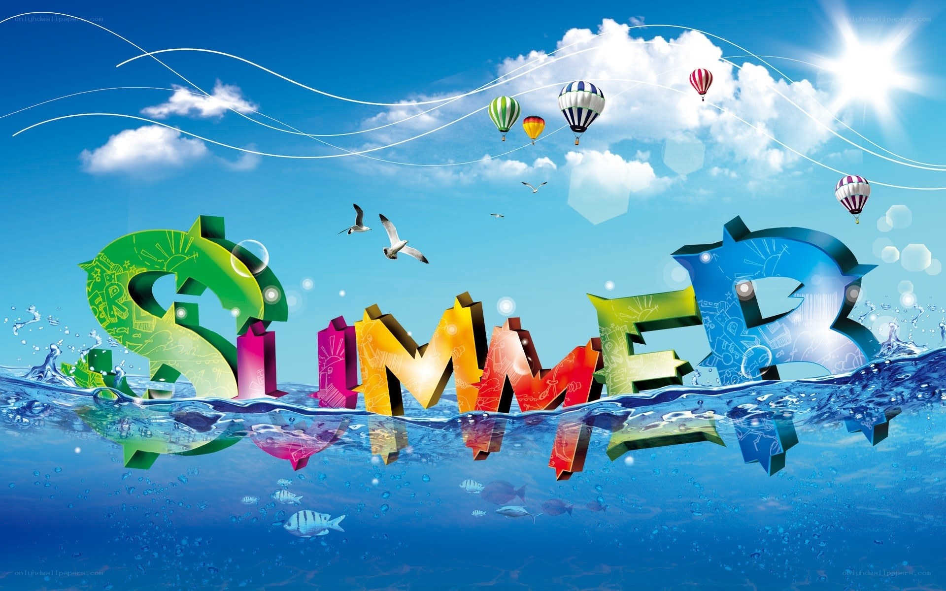 Colorful summer word art