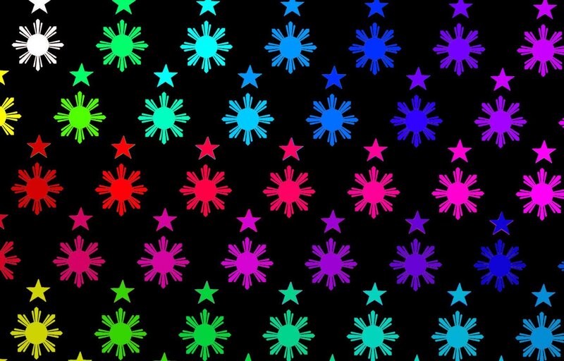 Colorful Sun and Star Shapes — Black