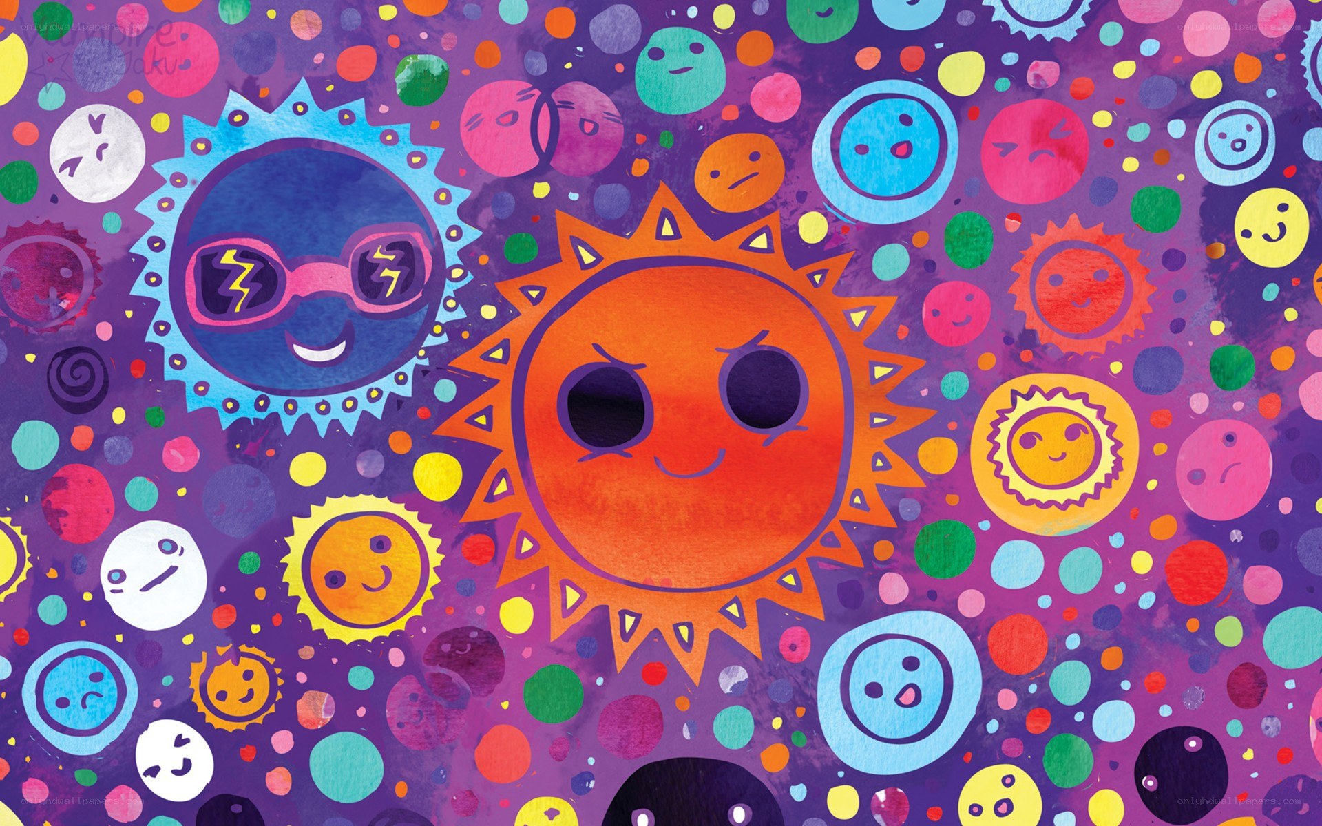 colorful sun characters illustration