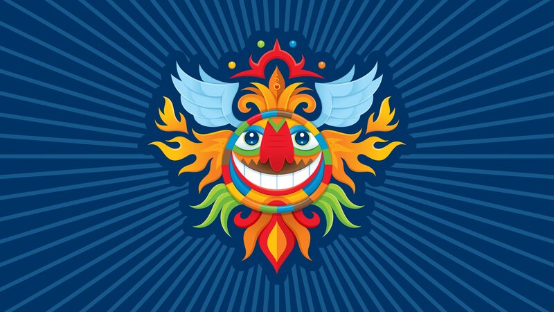 colorful sun mask with wings