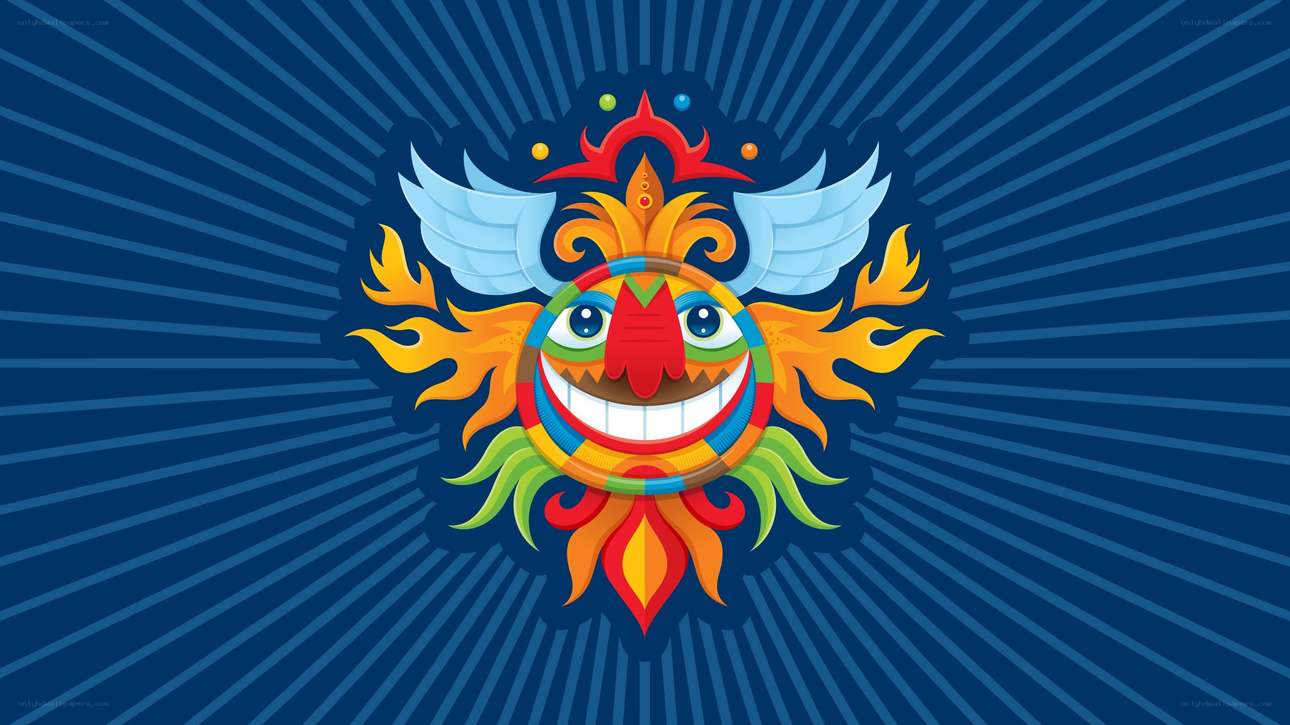 colorful sun mask with wings