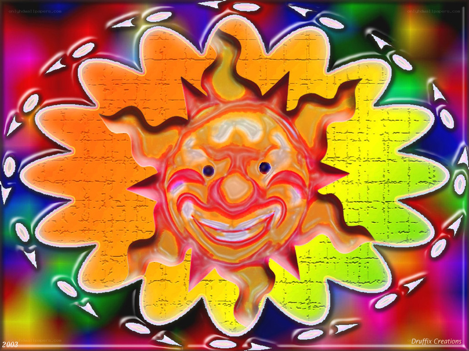 Colorful sun with smiling face