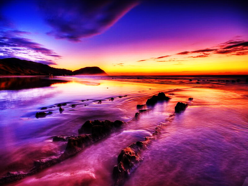 Colorful Sunset over Beach