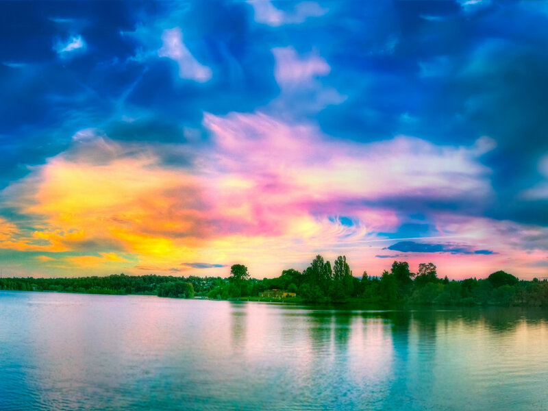 Colorful Sunset over Lake