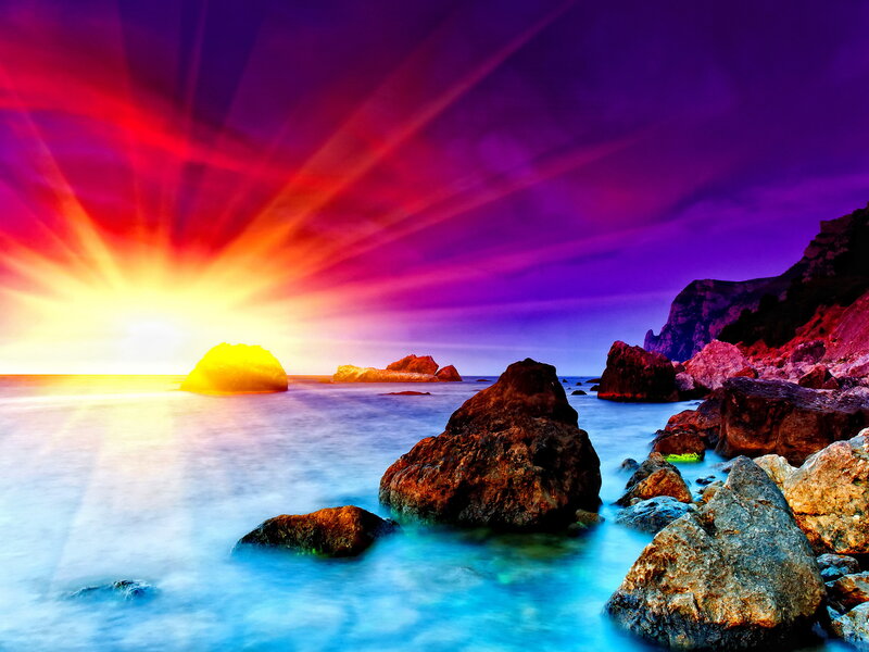 Colorful Sunset over Rocks