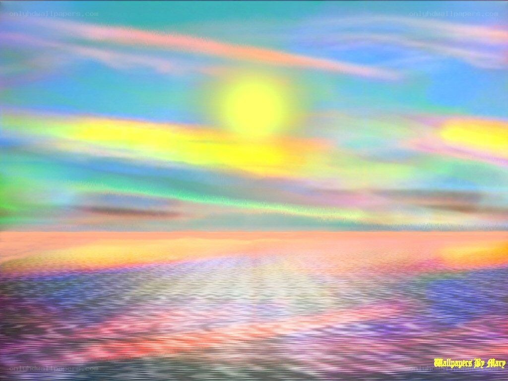 Colorful sunset over water