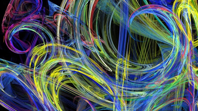 Colorful Swirls on Black — Blue