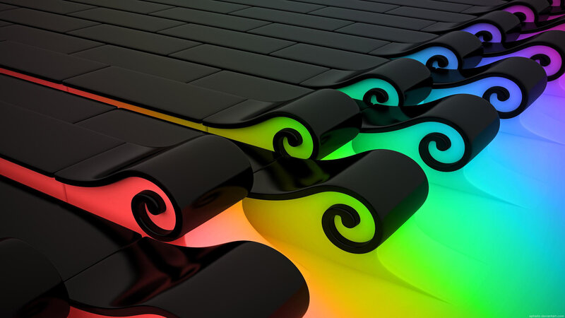 Colorful Swirls on Black Surface — Vibrant