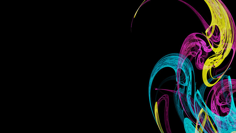 Colorful Swirls on Black — Yellow, Dynamic