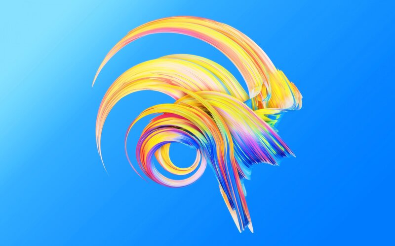 Colorful Swirls on Blue