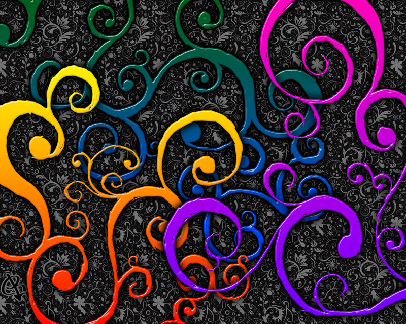 colorful swirls on dark pattern