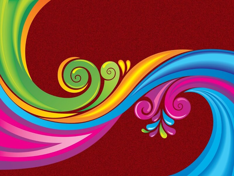 Colorful Swirls on Red