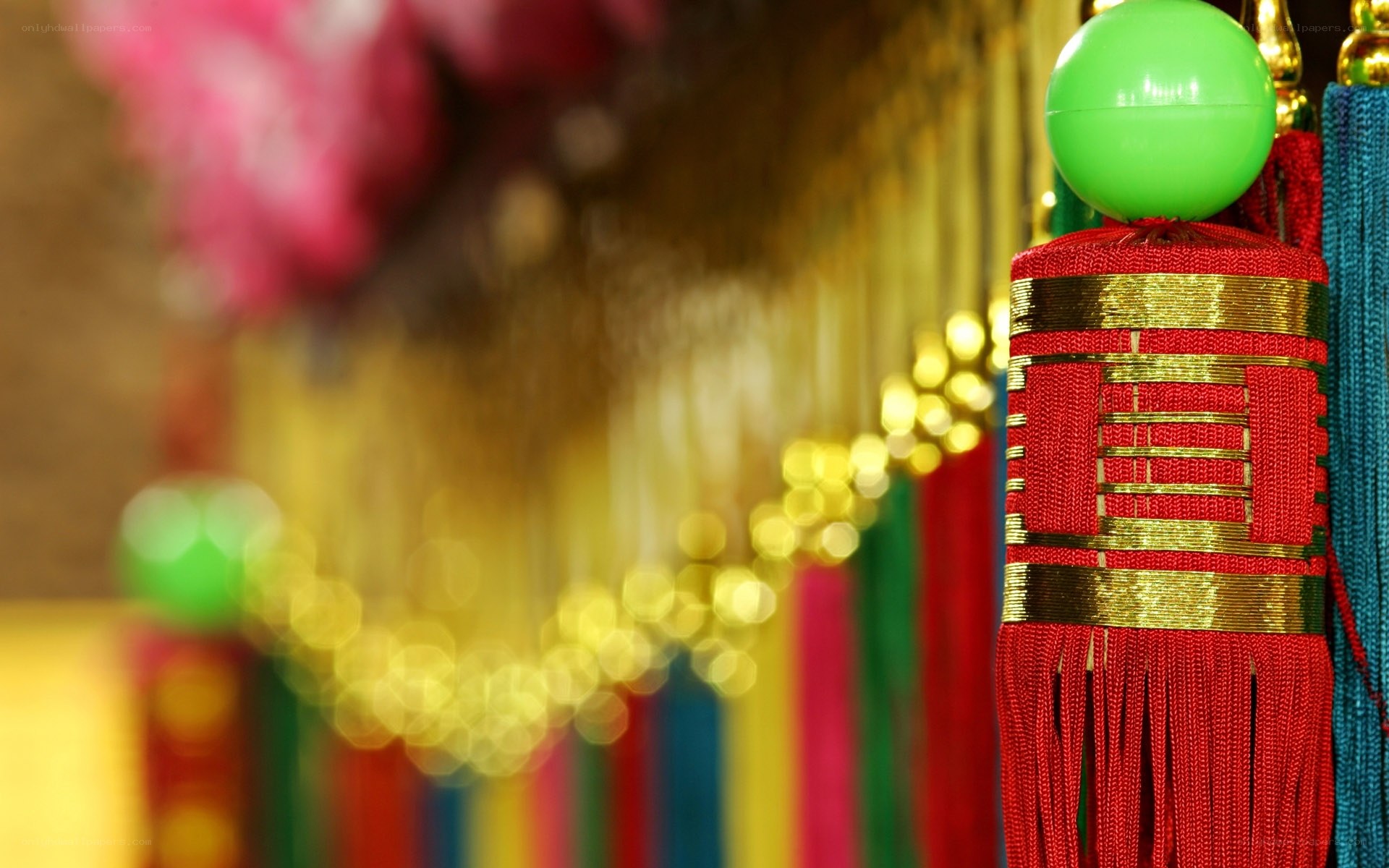 Colorful tassels at a temple