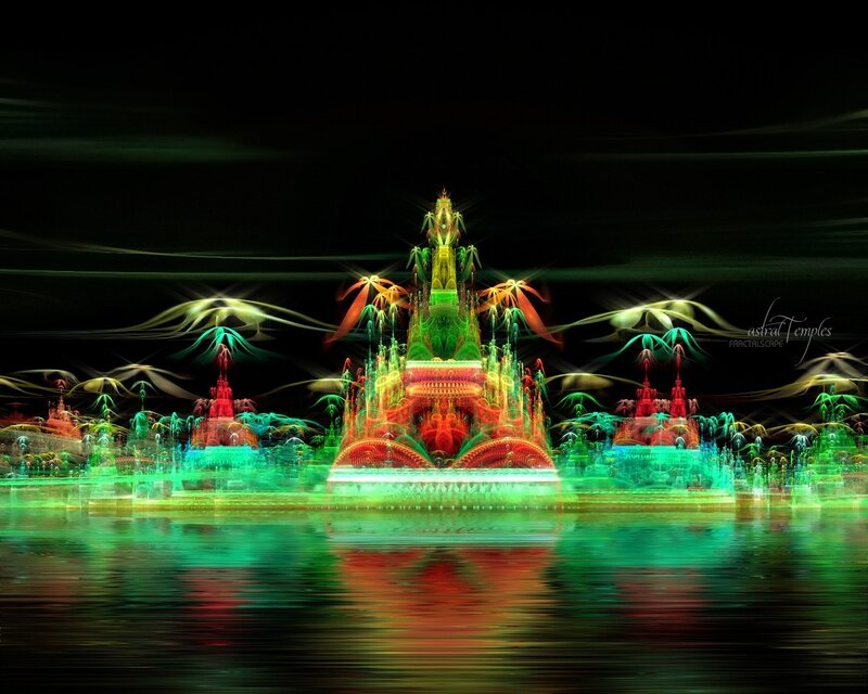 Colorful temple at night