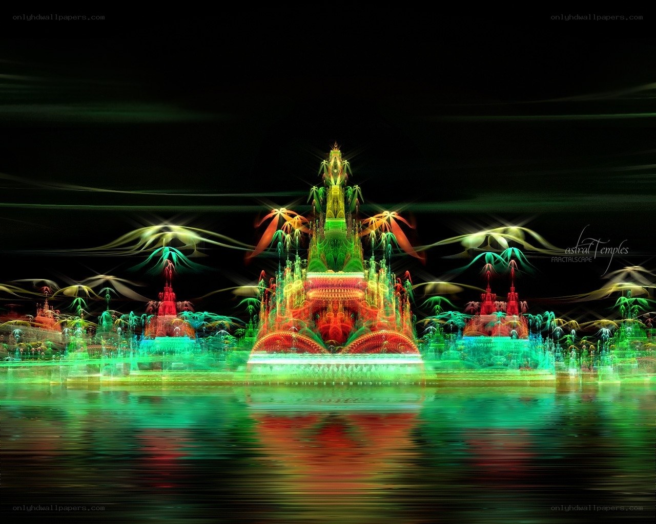 Colorful temple at night