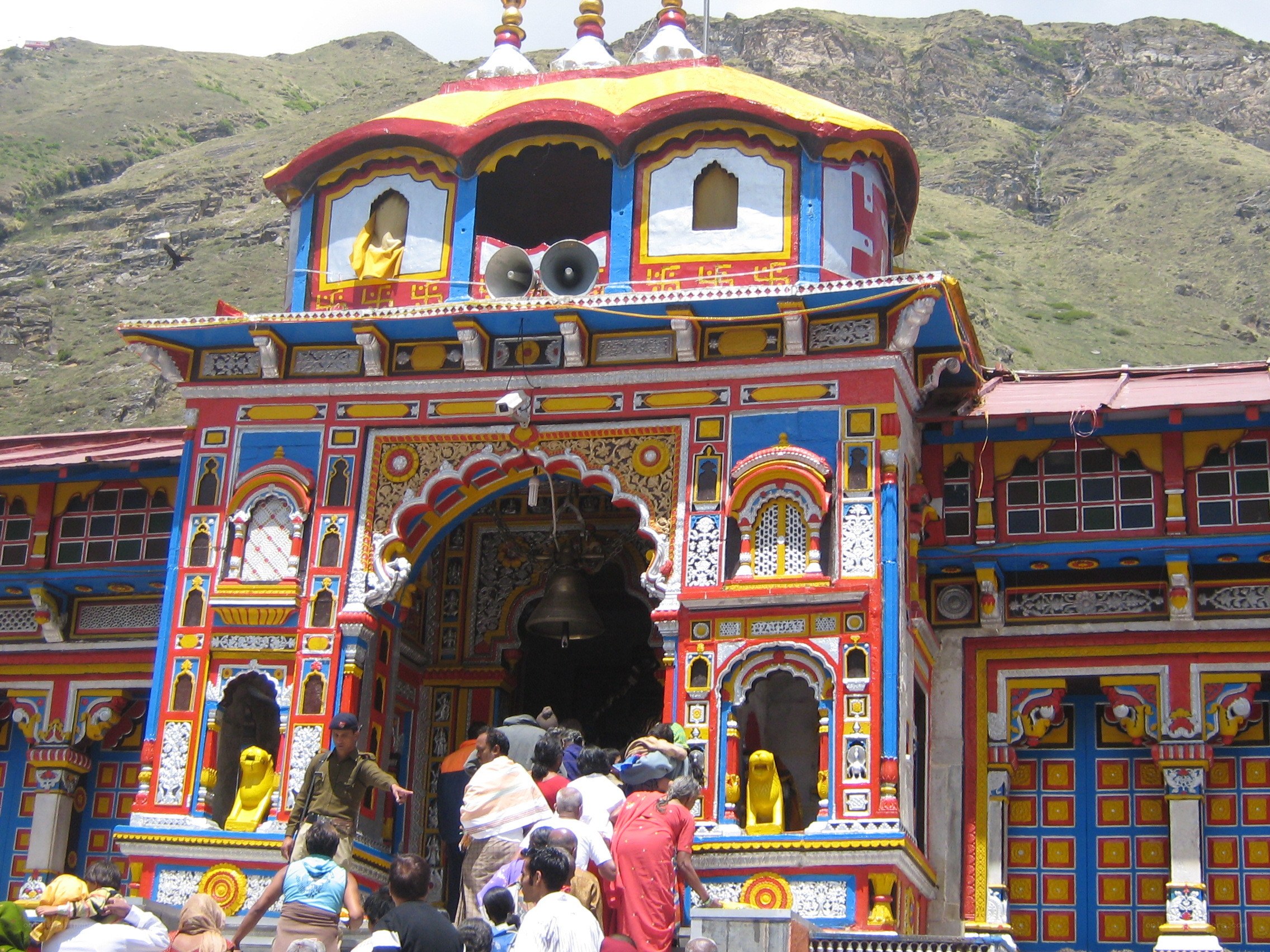 colorful temple in mountains