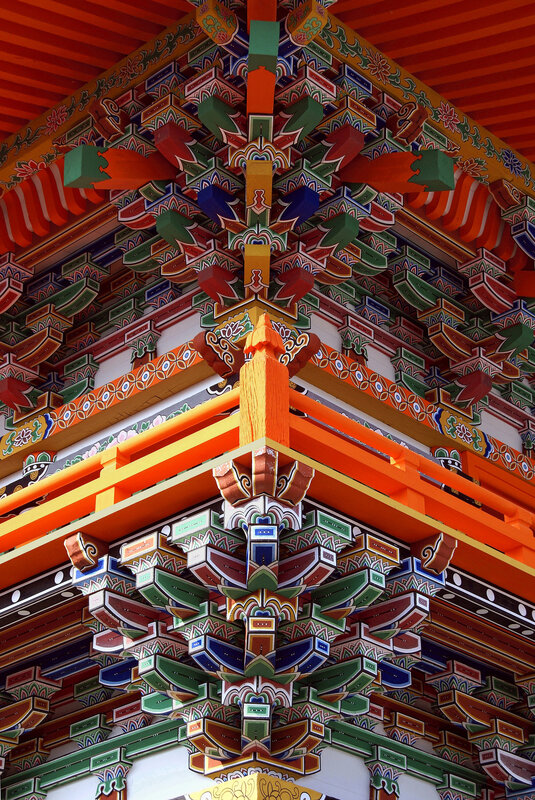 colorful temple roof detail