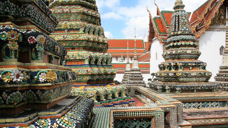 colorful temple stupas