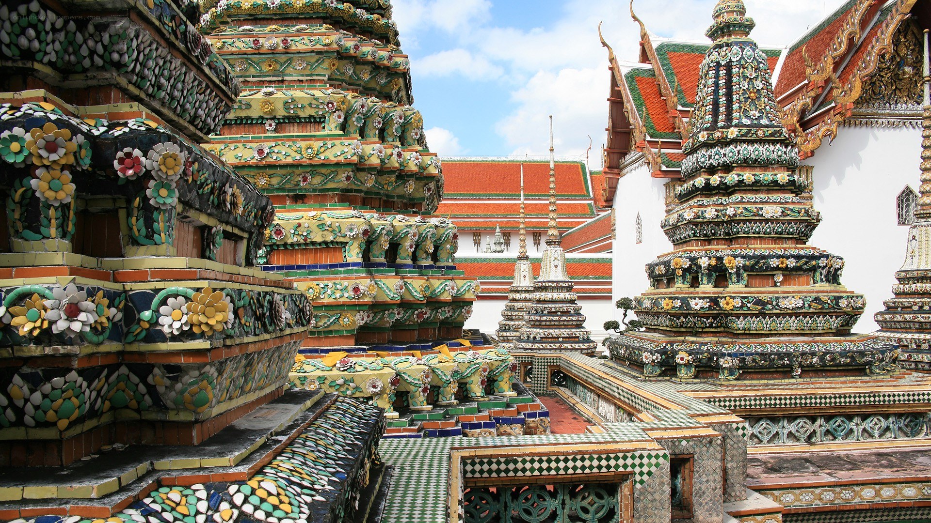 colorful temple stupas