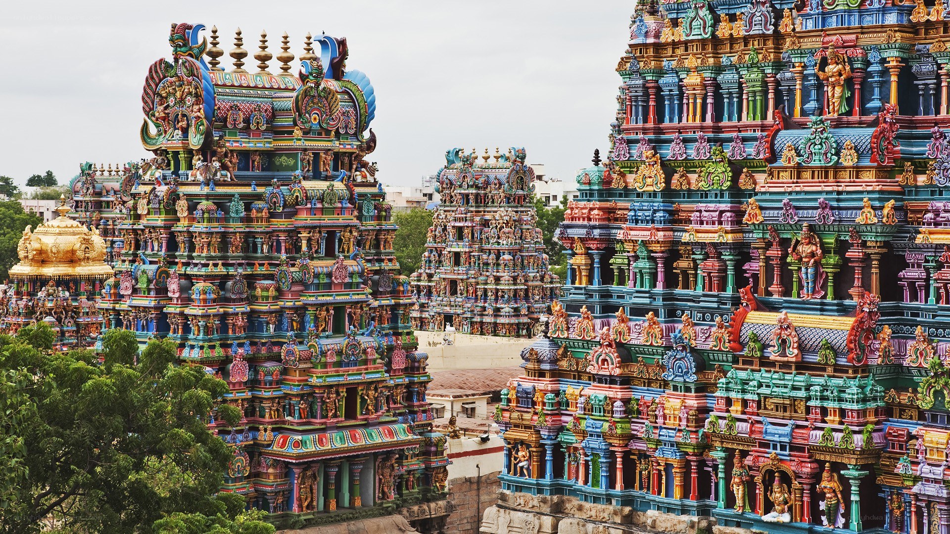 colorful temple towers