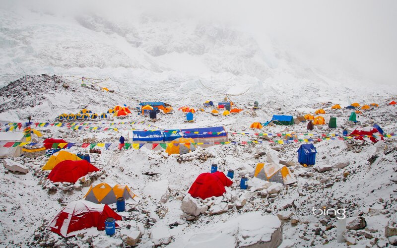 Colorful tents at high altitude