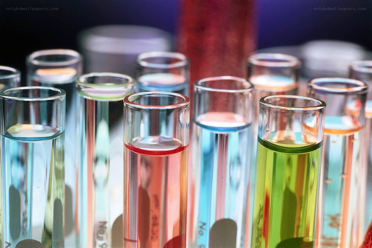 Colorful test tubes in lab