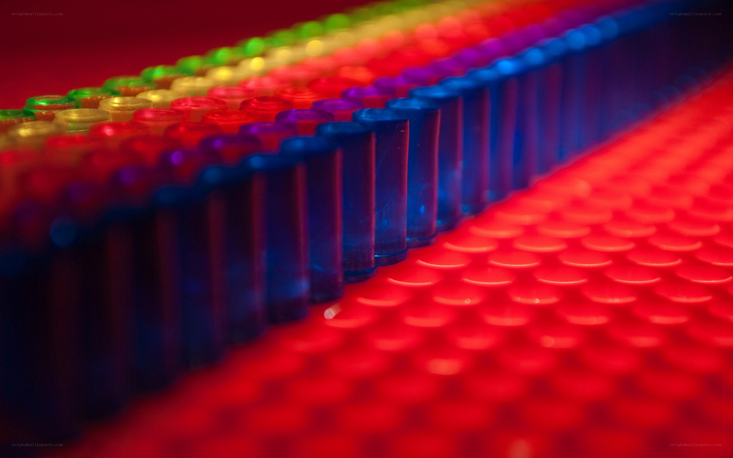 Colorful test tubes in rows