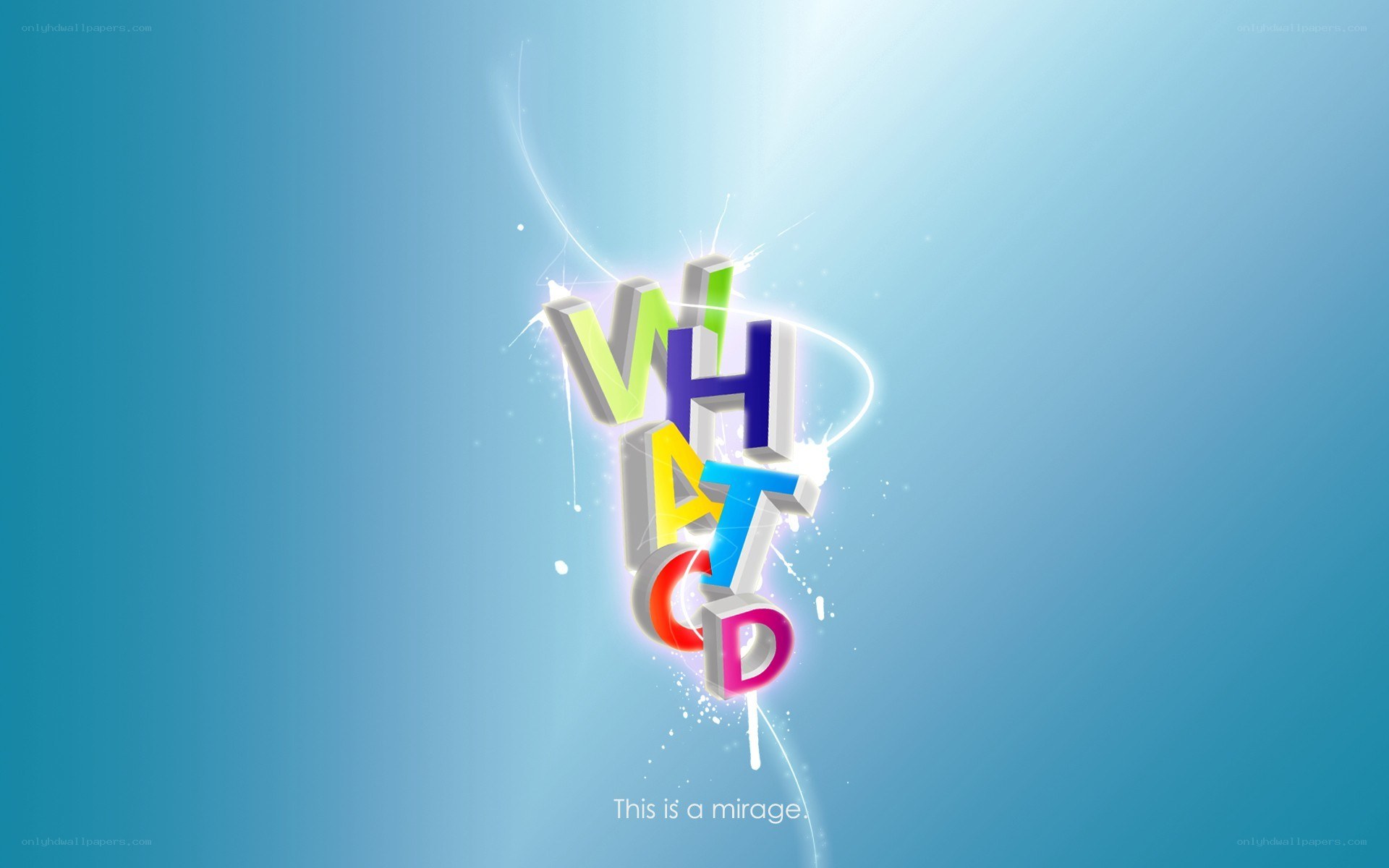 colorful text art on blue background