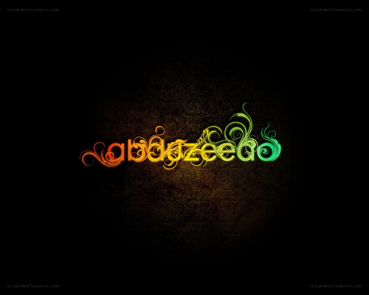 colorful text art on dark background