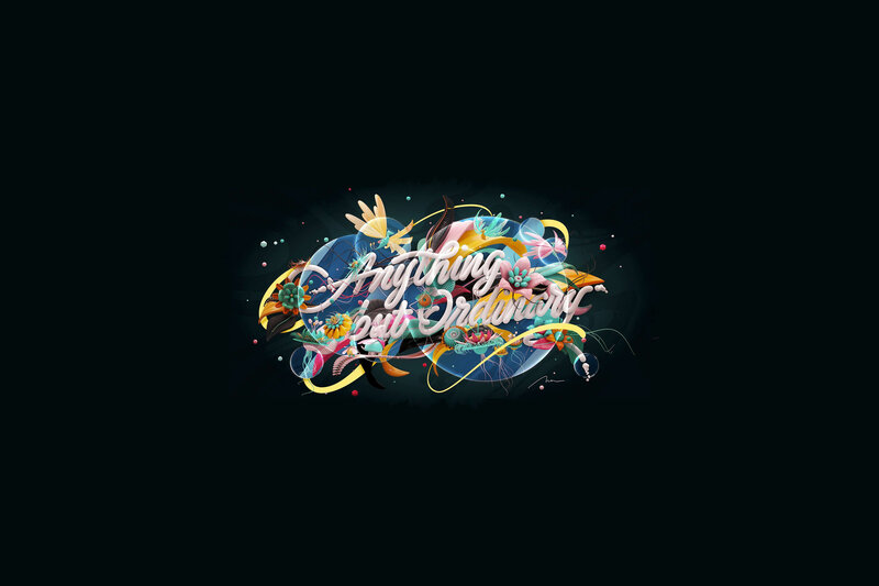 Colorful Text Design — Black, Vibrant, Digital Art