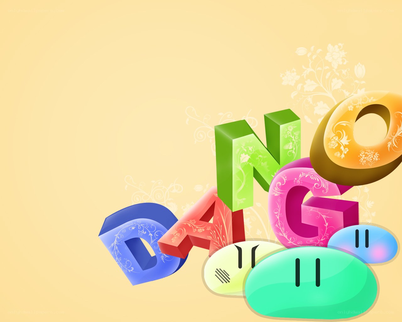 colorful text design with floral patterns