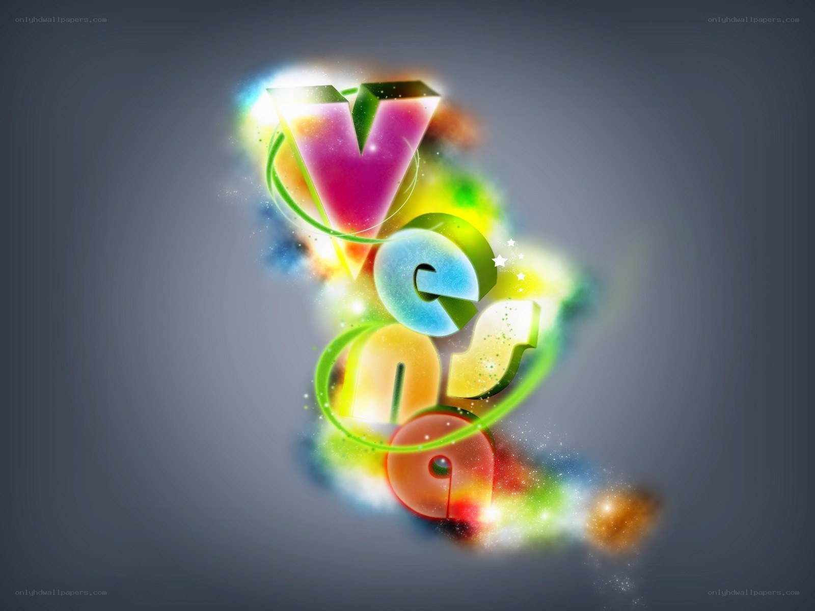 colorful text design with glowing letters